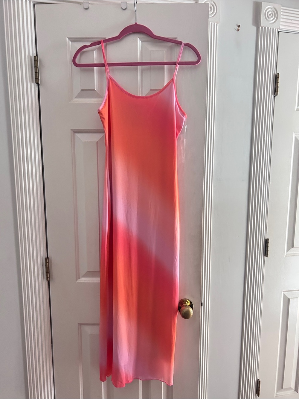 See You Monday Pink and Orange Ombre Maxi Slip Dress